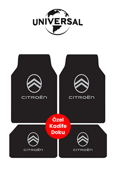 Universal Yıkanabilir Kumaş ve Taban Kalın Pvc Citroen Uyumlu Oto Paspas Seti 3,4kg Kalınlık 0,5cm