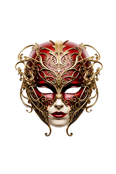 INOVATIX Set de 8 bucăți, autocolant mască venețiană roșie, INOVATIX®. 6 cm