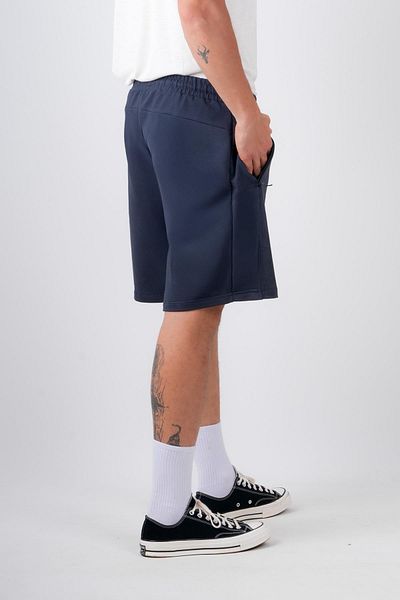 Behind Look Lace-Up Split Zipper Shorts Navy Blue