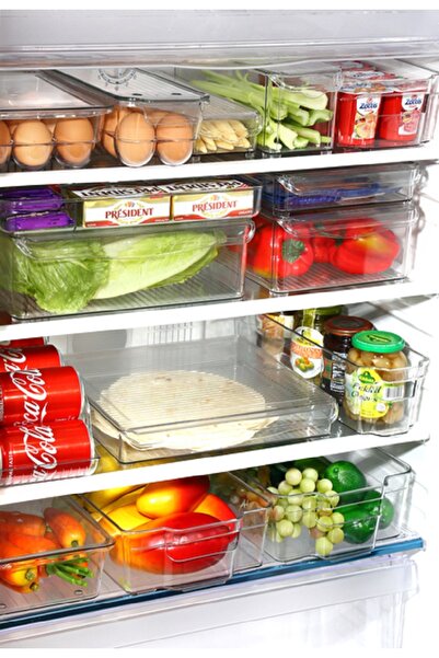 Felli Stackable Easy to Clean Long Lasting Plastic Fridge Storage Organizer Clear