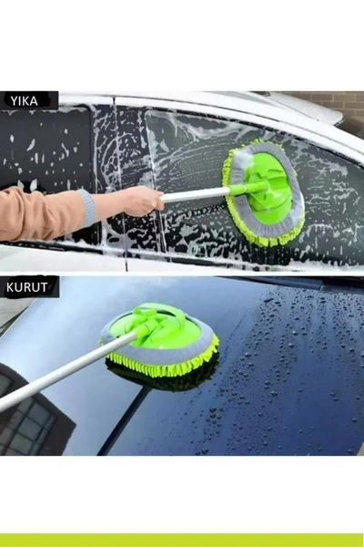 MOONFER Mikrofiber Çok Fonksiyonlu, Teleskobik Sopalı Oto Araba Yıkama Temizl...