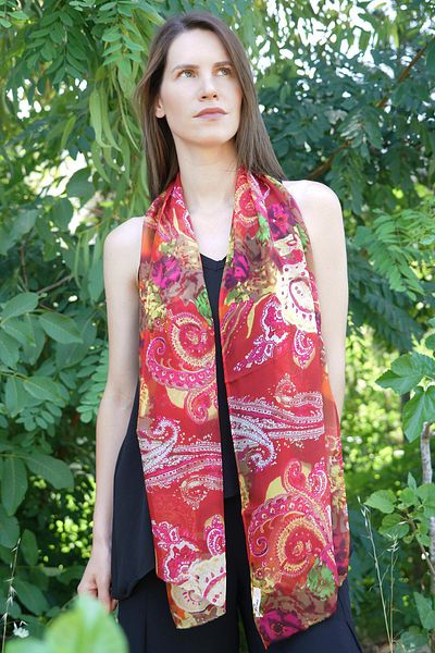 Defne&Apollon İpekçilik 100% Silk Print Scarf - Passionate Pattern