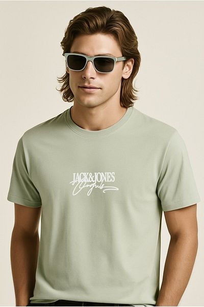 Jack & Jones J&J T-Shirt Men's Chest Logo Printed T-Shirt Water Green