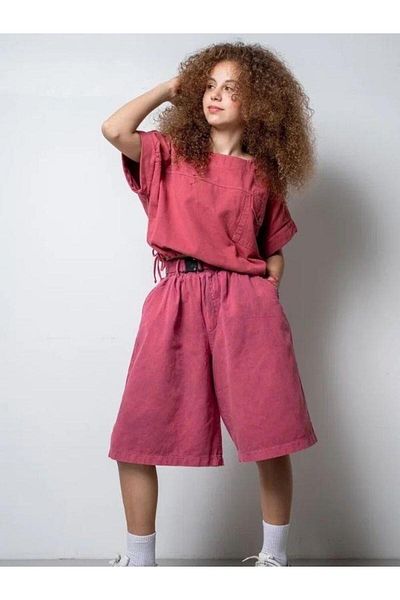 Zekids Girl's Long Gabardine Design Shorts