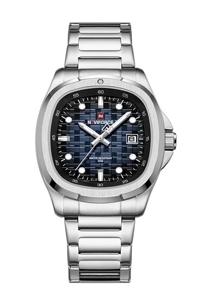 Naviforce NF9240 Square Unique temperament Silver bracelet strap with Blue dial Analog Watch - For M