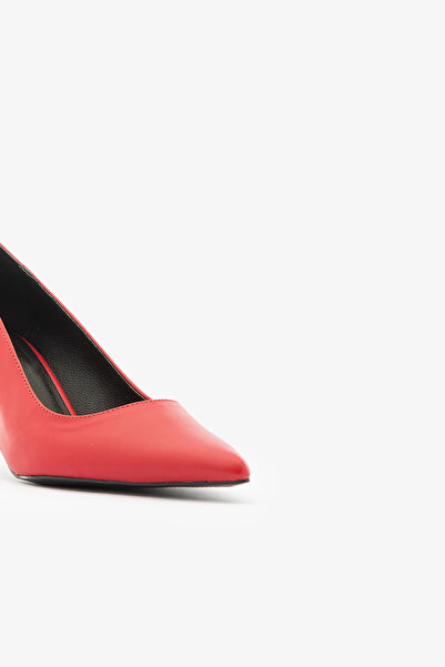 SAYL Kırmızı İçi Hakiki Deri Sivri Burun Stiletto Topuklu Ayakkabı