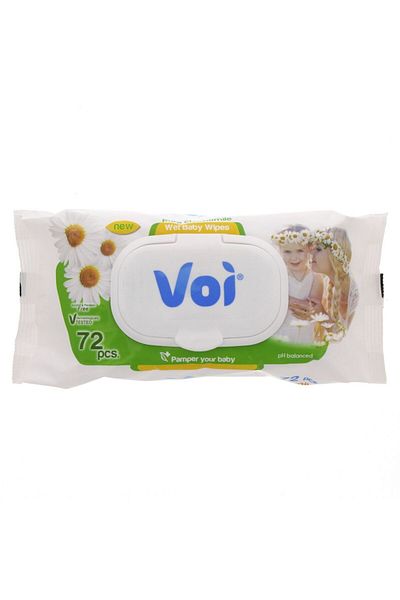 vocifer Voi Baby Wet Wipes Pure Chamomile – 1 Pack (72 pcs) – 15x20cm Soft Hypoallergenic