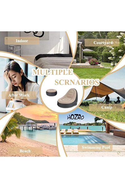 HOZRO HOZRO inflatable armchair with stool – style, relaxation and functionality, Beige