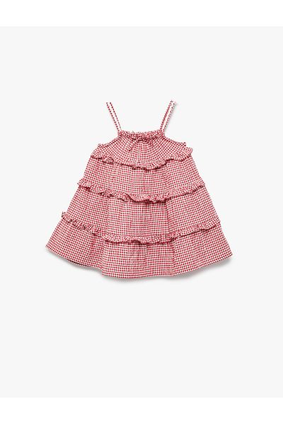 Koton Slim Strap Bow Detail Layered Ruffle Dress