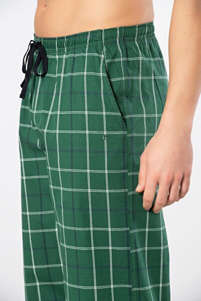 Cacharel Ekoseli Cepli Alt Pijama, %95 pamuk %5 likralı