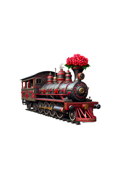 INOVATIX Комплект от 8 части, стикер за парен локомотив, черен с червено, INO...