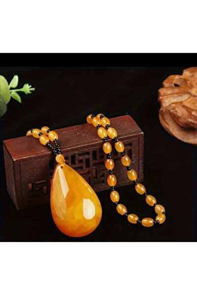 Store Turuncu Boncuk Su Damlası Kolye
