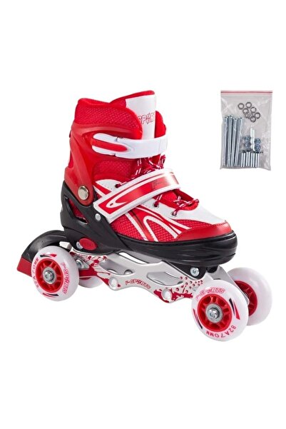 kutuTR Adjustable 2+2 Lighted Metal Practice Skates with Bag Brake Skates