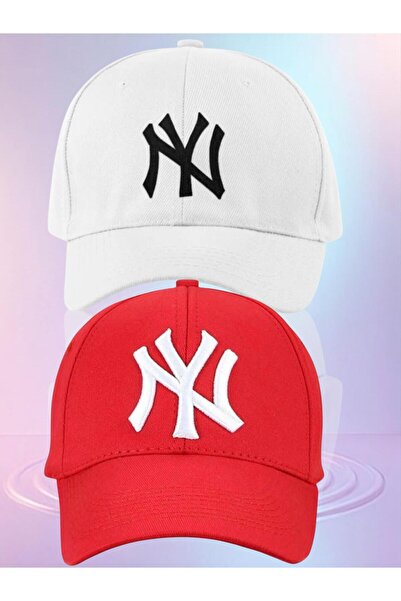 Ems Set of 2 Ny New York Unisex Embroidered Back Velcro Hat