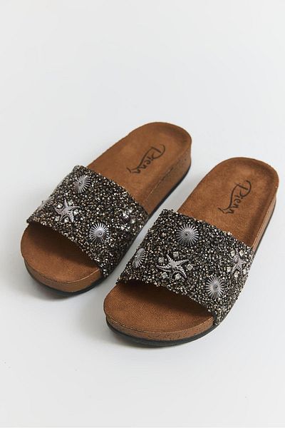 Raneel Kazançlı Alışveriş Jellyfish Figured Stone Women's Slippers Black
