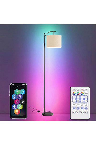 COOYA مصباح أرضي، مصباح LED ذكي مع جهاز تحكم عن بعد، التحكم عبر التطبيق، غطاء مصباح قابل للتعديل، لغرفة النوم، غرفة المعيشة