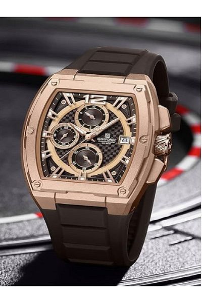 Naviforce NF8050 Barrel-Shaped Case Luminous Cronograph Silicon Strap