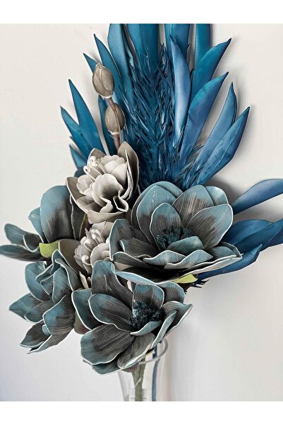 ROSSEV Mavi-Gri 4 Dal Yapay Çiçek