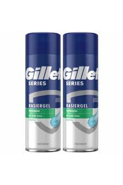 Gillette Pack of 2x Gillette Series Sensitive shaving gel with aloe vera, 2x200ml