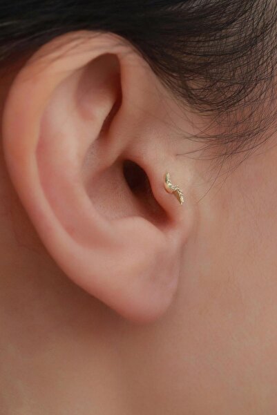 Bayar Gold 14 Ayar Altın Kıvrımlı Tragus Piercing