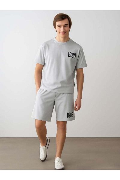 Zekids Boy's 1983 Written Cotton Oversize T-Shirt Shorts Set