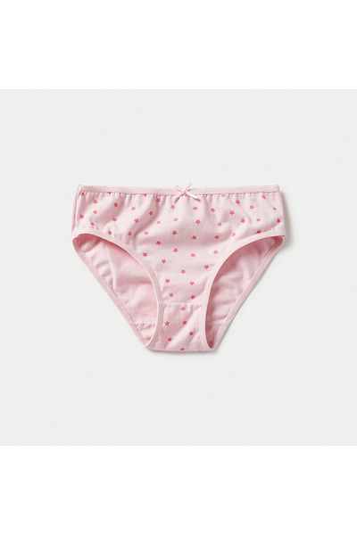 Juniors Printed Briefs With Bow Detail - Set Of 5