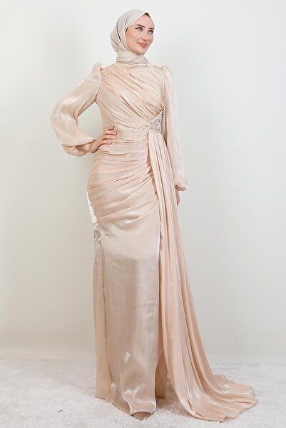 giz astore Lorea Taşlı Abiye Açık Vizon