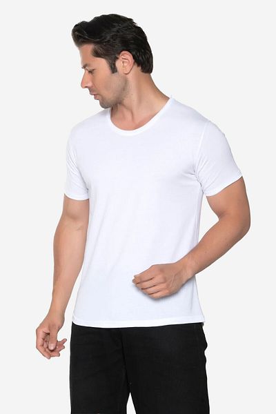 NBB White Men's Crew Neck Basic T-Shirt