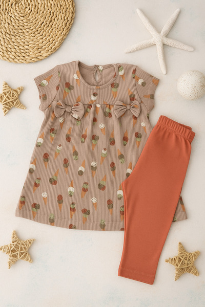 DECO TAYTLI DONDURMA DESENLİ 2 Lİ KIZ TAKIM