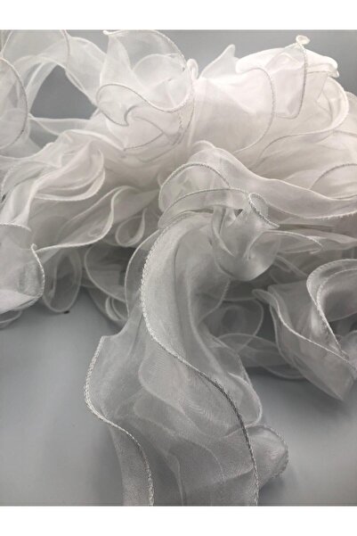 DUCK HOBY Fırfırlı Tül Organze Kurdele 2 Mt (7cm x 2mt), Çiçek Malzemesi, Gelin Buketi, Bohça Misinalı Fırfır