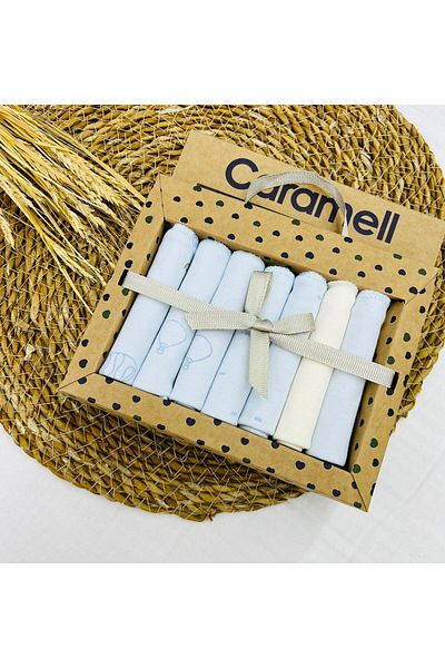 Caramell 100% Cotton 7 Pack Baby Mouth Wipes Flying Car Patterned Organic //1204 Blue