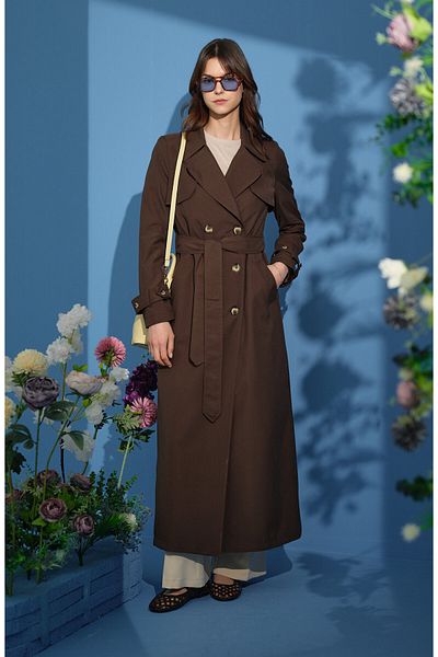 Fatma Atasoy Maxi Trench Coat with Windbreaker Bitter Brown