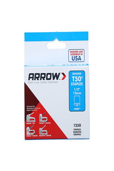 ARROW Piece T50 18-Gauge Galvanized Heavy-Duty Staples Silver 1/2inch