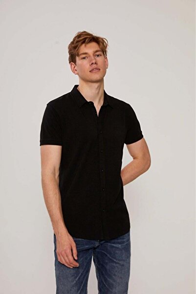 Ltb Βασικό κοντομάνικο μαύρο μπλουζάκι Slim Fit