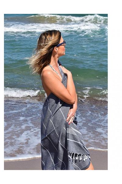 SyaMAG Beach Towel, Grey Striped Pattern, 180x180 cm