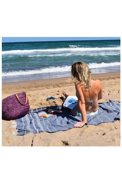 SyaMAG Beach Towel, Grey Striped Pattern, 180x180 cm