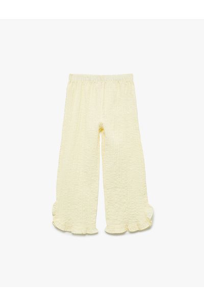 Koton Crinkle Ruffle Detailed Wide Leg Pants with Elastic Waist