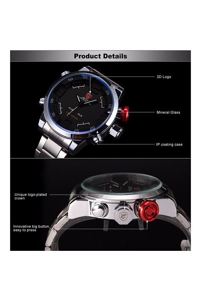 Shark Men's Water Resistant Stainless Steel Analog Watch SH103