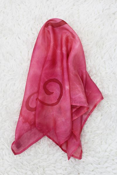 Defne&Apollon İpekçilik 100% Pure Silk Hand Painting Square Scarf - 55 X 55 Design - Fuchsia
