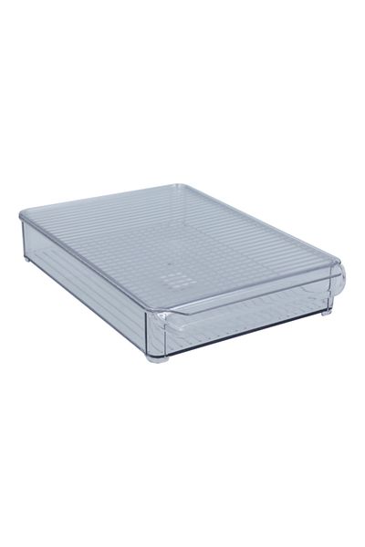 Felli Stackable Easy to Clean High Quality Plastic Refrigerator Organizer with Cover Clear