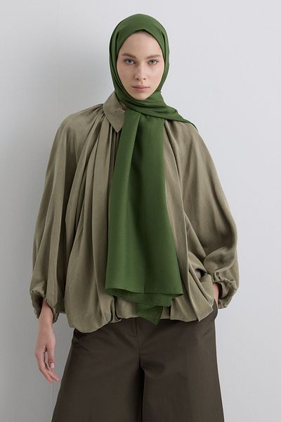 FENZA SCARF Paris Silk Military Green Color Cotton Shawl