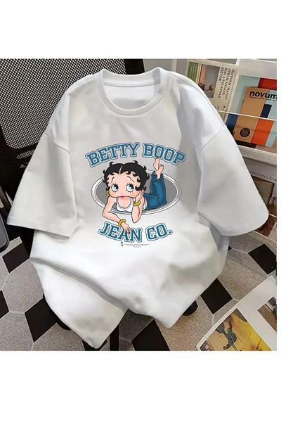 Touz Moda Betty Boop Printed Unisex Oversize T-Shirt