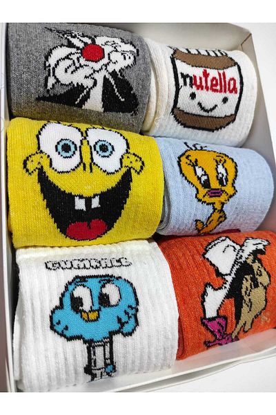 SOYTEMİZ Unisex Patterned College Socks 6 Pairs