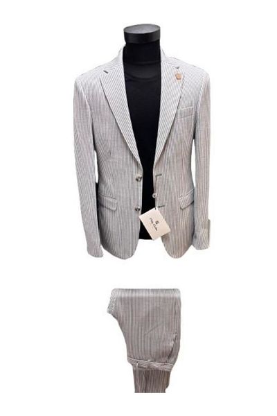 OEM Men's Slim Fit Suit, Philip Guston, Striped Pattern
