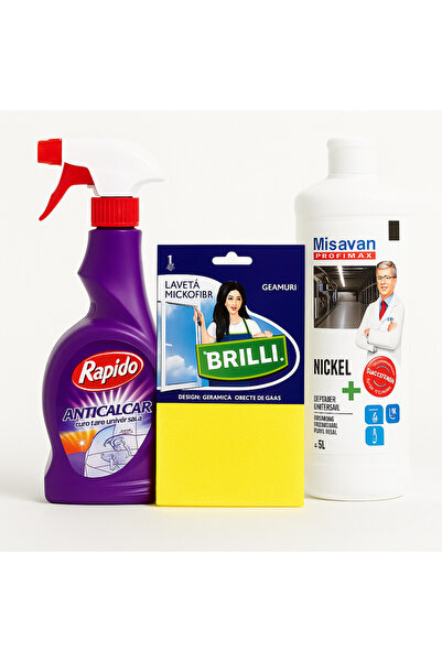 Misavan “Baie Impecabilă” – Anticalcar, Dezinfectant și Lavetă pentru Oglinzi...