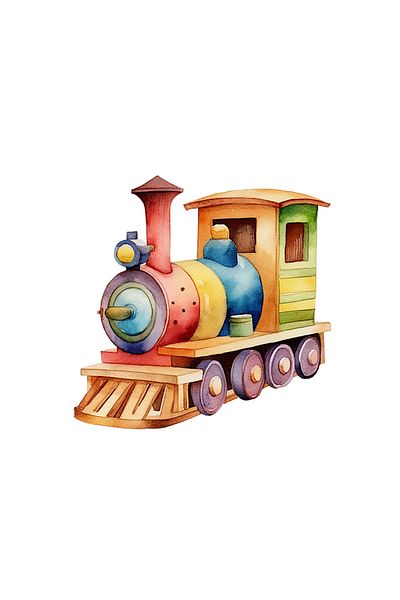 INOVATIX Set de 8 piese, autocolant locomotivă din lemn, INOVATIX®. 6 cm