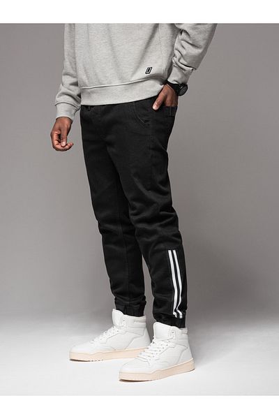 OMBRE Herren-Jeans-Jogginghose mit Paspelierung - schwarz V2 OM-PADJ-0156 S