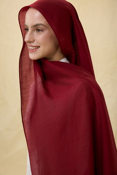 FENZA SCARF Paris Silk Dark Red Color Cotton Shawl
