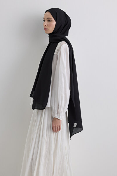 FENZA SCARF ŞAL DE BUMBAC DE CULOARE NEGRĂ DE MĂTĂRĂ DE PARIS