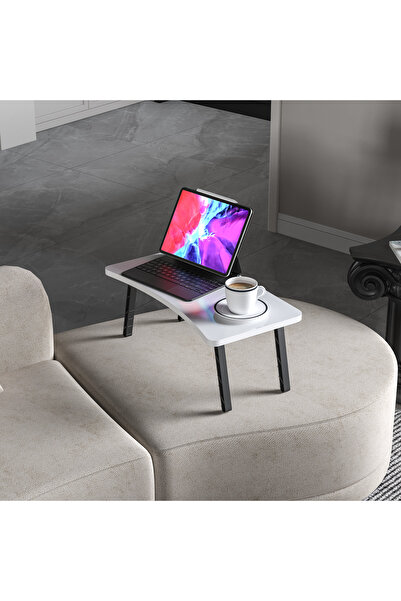 alpaevmobilya حامل كمبيوتر محمول قابل للطي فوق السرير والكرسي - طاولة عملية للإفطار والعمل